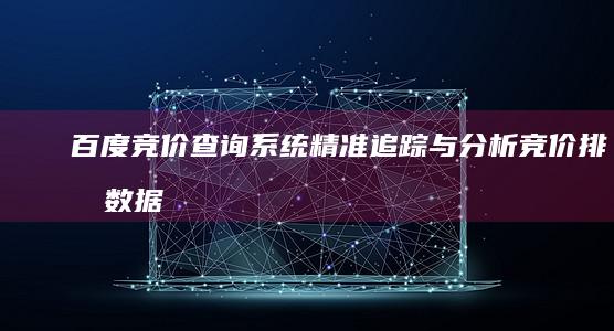 百度竞价查询系统：精准追踪与分析竞价排名数据